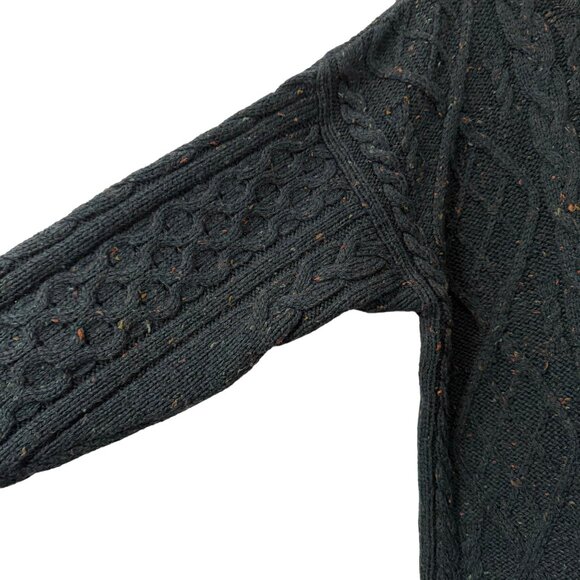 VTG West Highland Woollens Scotland Speckled Green Chunky Knit Wool Sweater M/L - Picture 3 of 6